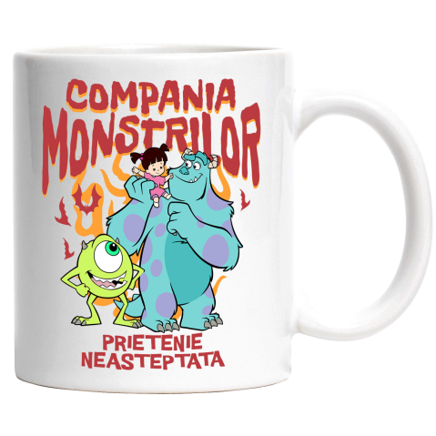 Basme Si Legende - Cana Cu Mike, Sulley si Boo - Prietenii din lumea monstrilor Ceramica, 330ML, cu Maner Alb