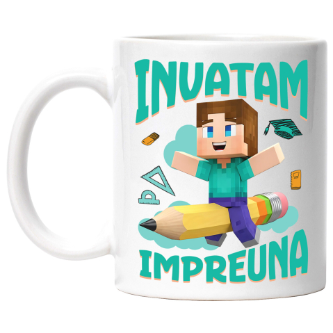 Educatie - Cana Cu Minecraft – Invatare Vesela cu Prietenii, Ceramica, 330ML