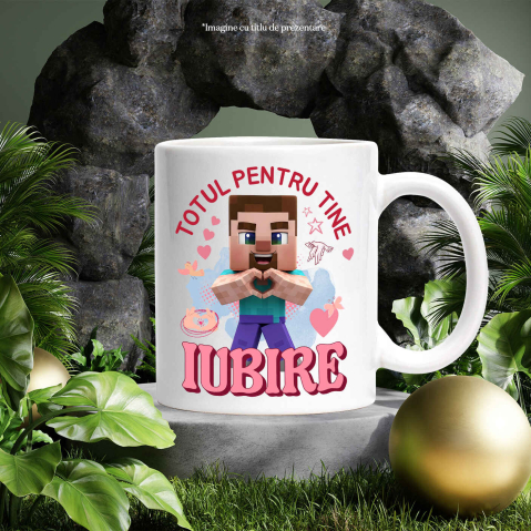 Cana Cu Minecraft, Iubire, Dragoste, Afectiune, Inima, Ceramica, 330ML [3]