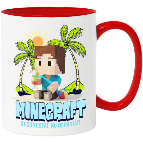 Lume Digitala - Cana Cu Minecraft si Aventurile la Plaja, Ceramica, 330ML