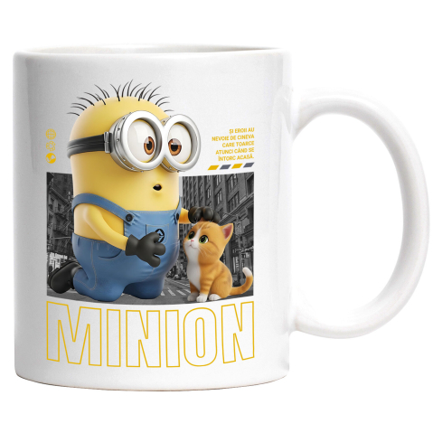 Căni - Cana Cu Minions si Pisicuta – Distractie si Actiune, Ceramica, 330ML