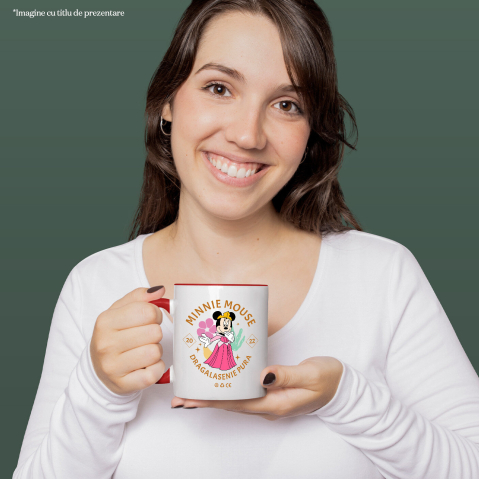 Cana Cu Minnie, domnisoara in rochie roz, Ceramica, 330ML [1]