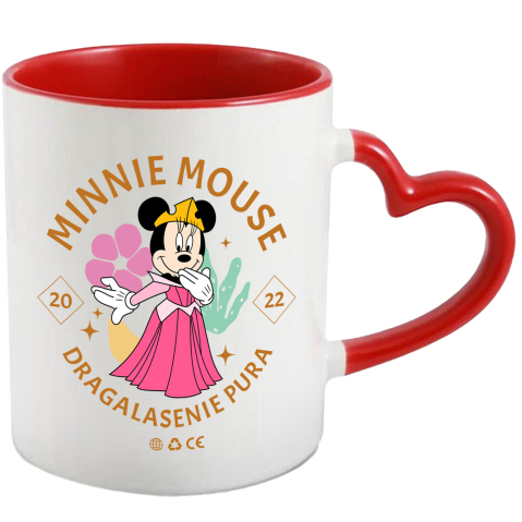 Desene Animate - Cana Cu Minnie, domnisoara in rochie roz, Ceramica, 330ML