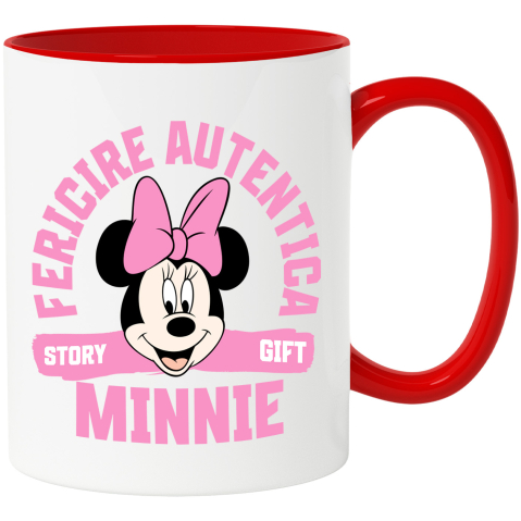 Căni - Cana Cu Minnie, fata ce face lumea mai frumoasă Ceramica, 330ML, cu Maner Rosu