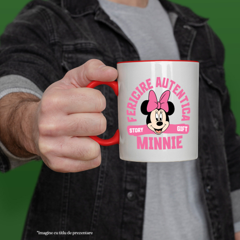 Cana Cu Minnie, fata ce face lumea mai frumoasă Ceramica, 330ML, cu Maner Rosu [1]