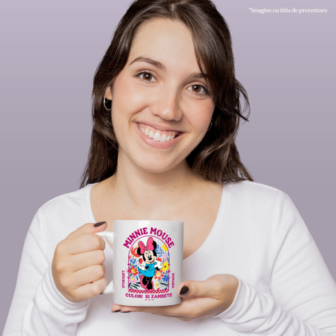 Cana Cu Minnie în grădina fermecată Ceramica, 330ML, cu Maner Alb [1]