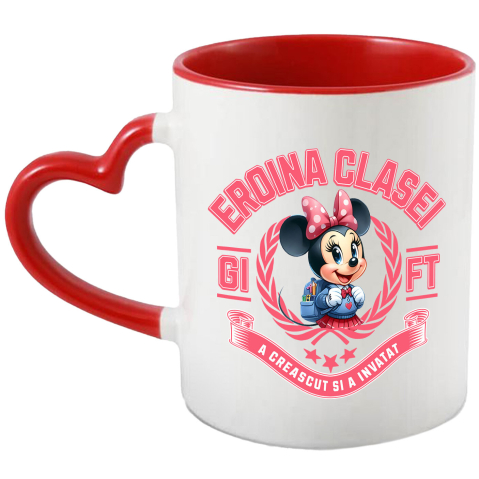Educatie - Cana Cu Minnie Mouse – Distractie Si Note Mari Ceramica, 330ML, cu Maner Inima Rosie