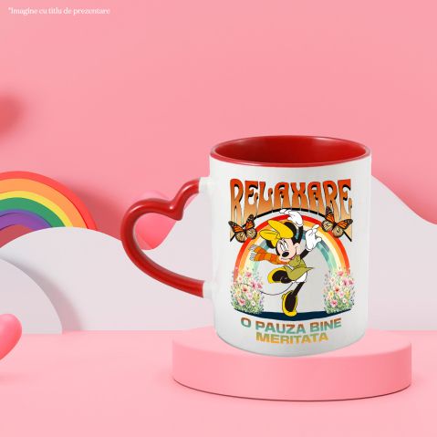 Cana Cu Minnie Pe Ritmuri Vesele de Dans Ceramica, 330ML, cu Maner Inima Rosie [2]