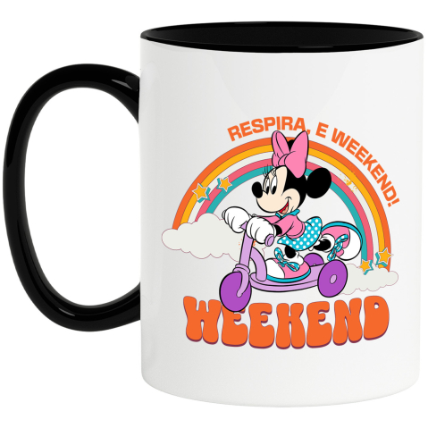 Desene Animate - Cana Cu Minnie Pe Scuter Prin Orasul Vesel Ceramica, 330ML, cu Maner Negru