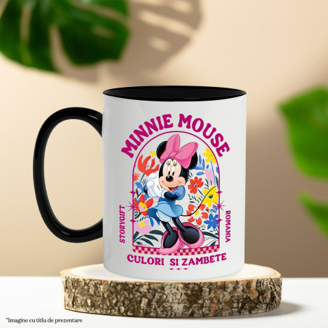 Cana Cu Minnie și câmpul de flori colorate, Ceramica, 330ML [3]