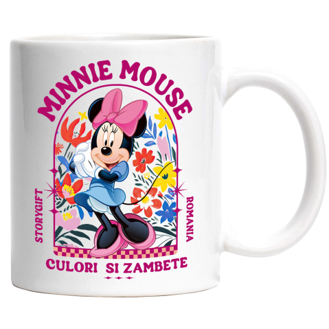 Desene Animate - Cana Cu Minnie și câmpul de flori colorate, Ceramica, 330ML