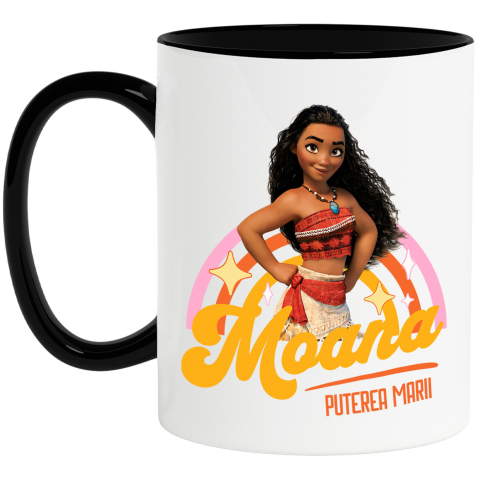 Desene Animate - Cana Cu Moana - Calatoria spre inima oceanelor Ceramica, 330ML, cu Maner Negru