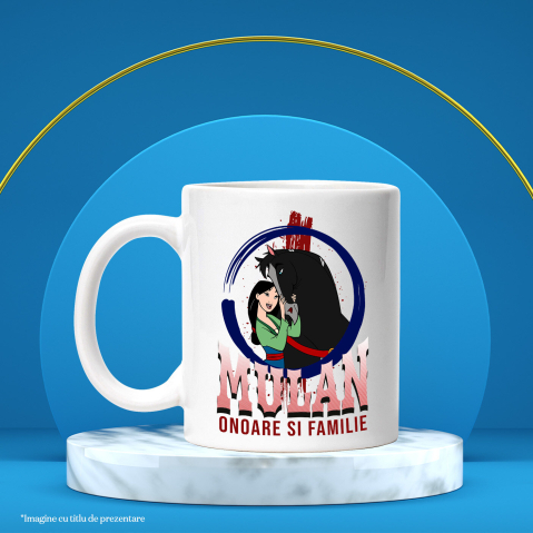 Cana Cu Mulan cu calul - Curaj pe doua picioare si patru copite Ceramica, 330ML, cu Maner Alb [2]