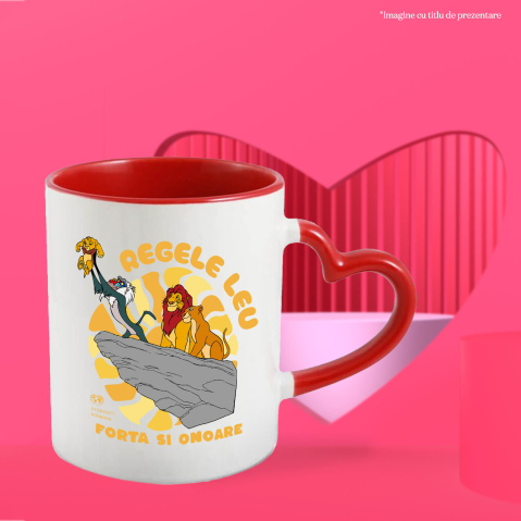 Cana Cu Musafa , Simba si Rafiki-povestea Familiei Ceramica, 330ML, cu Maner Inima Rosie [1]
