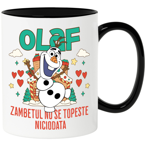 Desene Animate - Cana Cu Olaf - Prietenul care face iarna mai frumoasa Ceramica, 330ML, cu Maner Negru