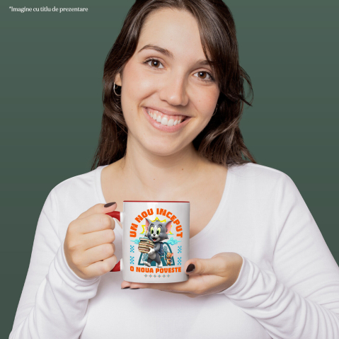 Cana Cu om și Jerry – Învață Distractiv, Făcând Primii Pași Ceramica, 330ML, cu Maner Rosu [1]