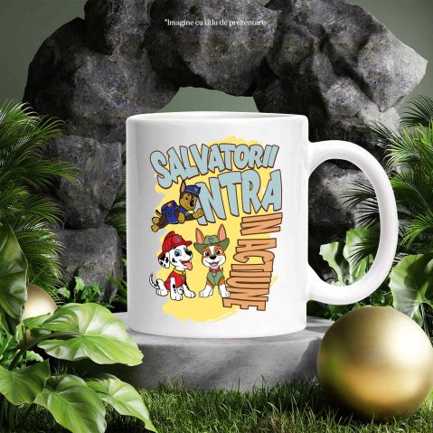 Cana Cu Patrula Catelusilor Chase, Marshall și Rocky - Salvatori curajoșsi, solutii rapide Ceramica, 330ML, cu Maner Alb [2]
