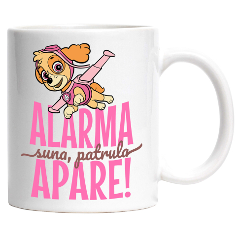 Desene Animate - Cana Cu Patrula Catelusilor Paw Patrol - Aventuri, curaj și salvari epice cu cei mai curajosi caini din patrula Ceramica, 330ML, cu Maner Alb