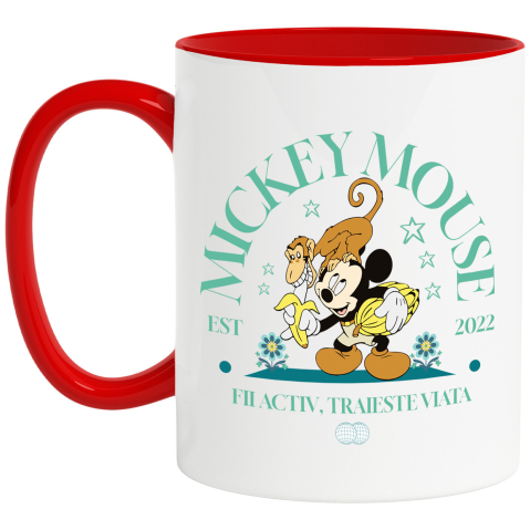 Desene Animate - Cana Cu Pauza de Fructe cu Mickey si Maimuta, Ceramica, 330ML