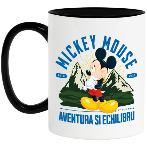 Desene Animate - Cana Cu Peisaj de Poveste cu Mickey Mouse si Muntii, Ceramica, 330ML