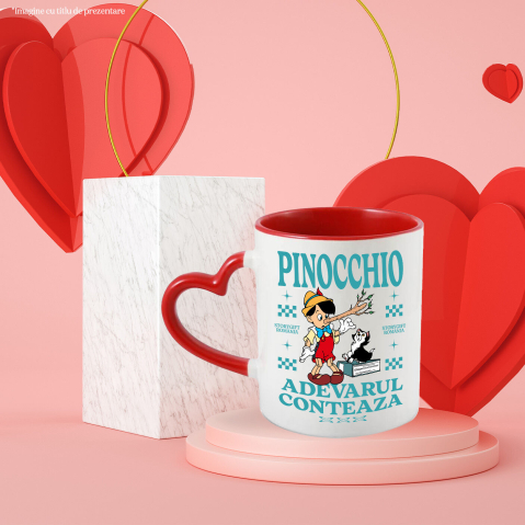 Cana Cu Pinocchio si pisica - Un baiat de lemn si o pisica la fel de isteata, Ceramica, 330ML [3]