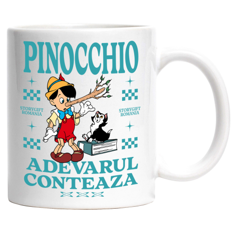 Desene Animate - Cana Cu Pinocchio si pisica - Un baiat de lemn si o pisica la fel de isteata, Ceramica, 330ML