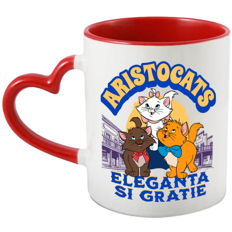 Sticker Personalizat - Cana Cu Pisici Regale si Fermecate, Ceramica, 330ML