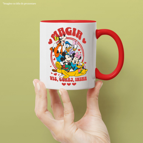 Cana Cu Prietenii Lui Mickey Mouse – Distractie Garantata Ceramica, 330ML, cu Maner Rosu [1]
