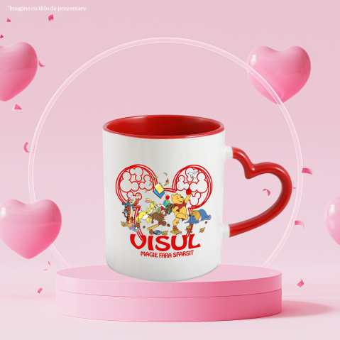 Cana Cu Prietenii lui Winnie – Distractie si Joaca Ceramica, 330ML, cu Maner Inima Rosie [1]