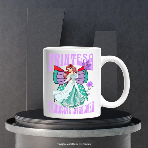 Cana Cu Printesa - Ariel Mica Sirena: Magia Oceanului Ceramica, 330ML, cu Maner Alb [2]