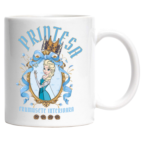 Desene Animate - Cana Cu Printesa - Capturand Timpul si Reflexia Ceramica, 330ML, cu Maner Alb