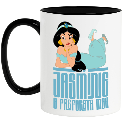 Desene Animate - Cana Cu Aventura Magica cu Alladin, Jasmine si Abu Ceramica, 330ML, cu Maner Negru