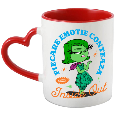 Desene Animate - Cana Cu Puterea dezgustului Ceramica, 330ML, cu Maner Inima Rosie