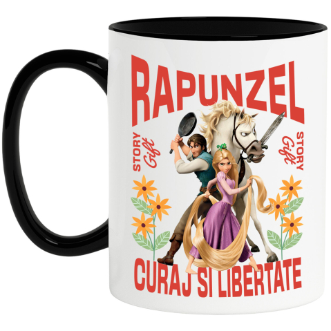 Desene Animate - Cana Cu Rapunzel, Flynn Si Maximus – Trei Incurcaturi Si O Evadare, Ceramica, 330ML