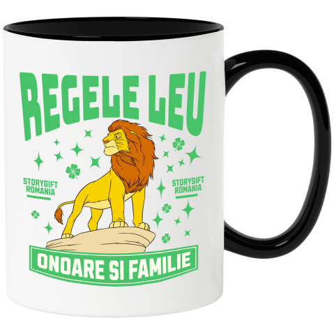 Căni - Cana Cu Regele Leu – Regatul Aventura Ceramica, 330ML, cu Maner Negru