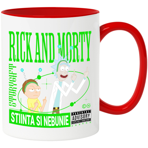 Căni - Cana Cu Rick si mitraliera lui emotionala Ceramica, 330ML, cu Maner Rosu