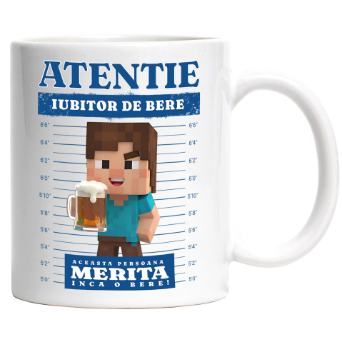 Lume Digitala - Cana Cu Setul Minecraft cu Cadou si Bere, Ceramica, 330ML