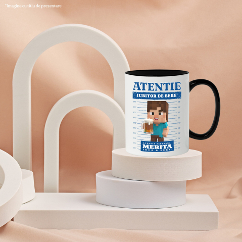 Cana Cu Setul Minecraft cu Cadou si Bere, Ceramica, 330ML [3]