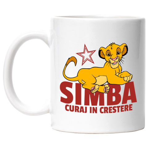 Căni - Cana Cu Simba - Aventurierul Curajos Ceramica, 330ML, cu Maner Alb