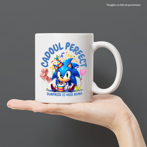 Cana Cu Sonic – Bucurie, Tort si Cadou Special, Ceramica, 330ML [2]