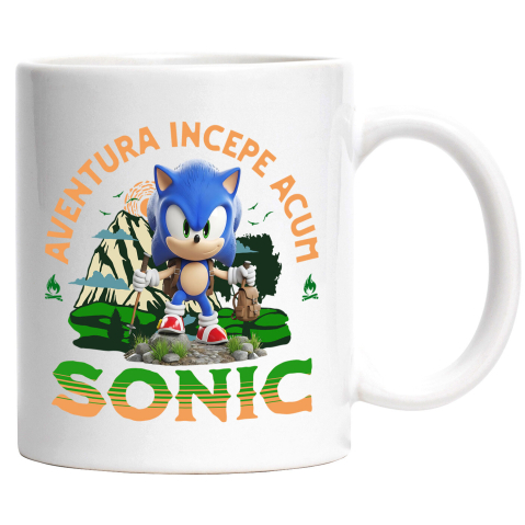 Lume Digitala - Cana Cu Sonic - Călătorie Supersonică în Universul Disney Ceramica, 330ML, cu Maner Alb