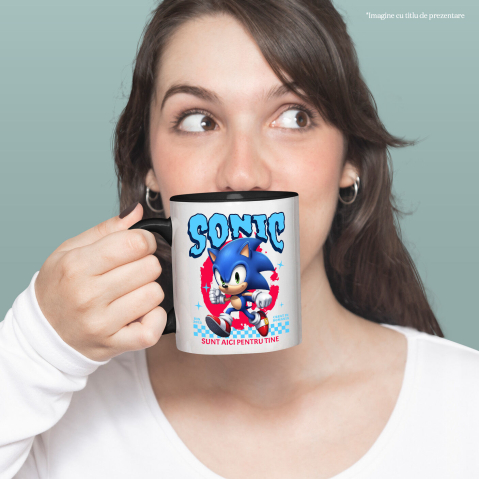 Cana Cu Sonic Magie si Viteza Disney Ceramica, 330ML, cu Maner Negru [1]