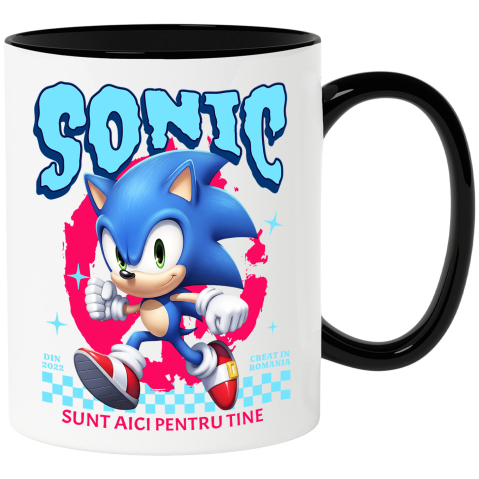 Căni - Cana Cu Sonic Magie si Viteza Disney Ceramica, 330ML, cu Maner Negru
