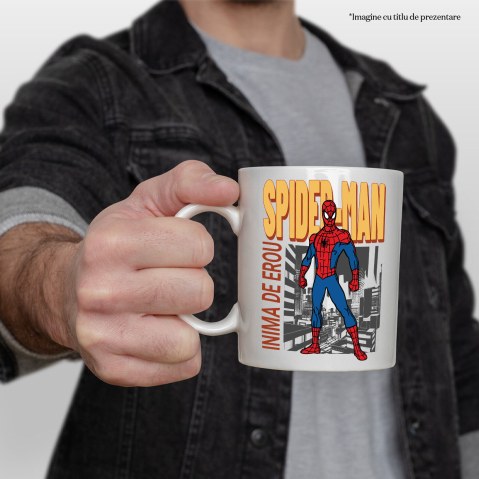 Cana Cu Spidere-Man - Protectorul Orasului Intr-o Lume Periculoasa Ceramica, 330ML, cu Maner Alb [1]