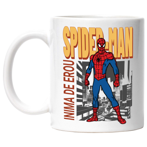 Căni - Cana Cu Spidere-Man - Protectorul Orasului Intr-o Lume Periculoasa Ceramica, 330ML, cu Maner Alb
