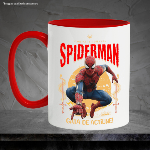 Cana Cu Spiderman Disney – Lupta pentru Dreptate Ceramica, 330ML, cu Maner Rosu [2]