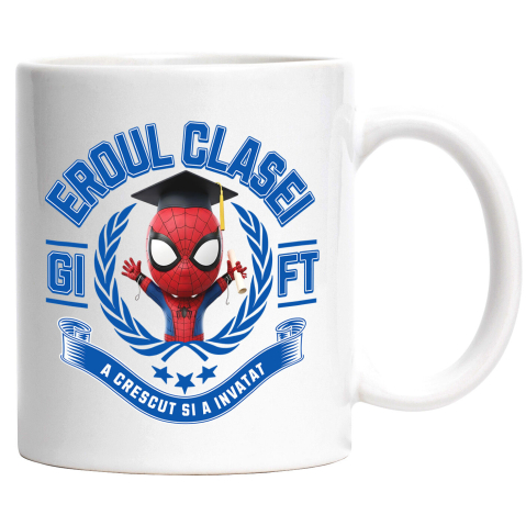 Cana Cu Spiderman: Erou La Scoala, Curaj In Viata Ceramica, 330ML, cu Maner Alb [0]