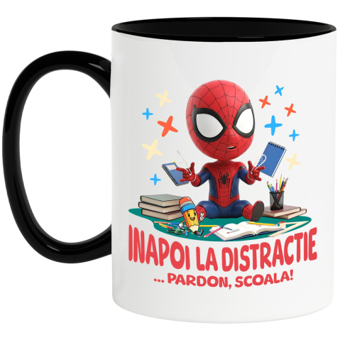 Educatie - Cana Cu Spiderman – Inceput De Scoala Vesel, Ceramica, 330ML