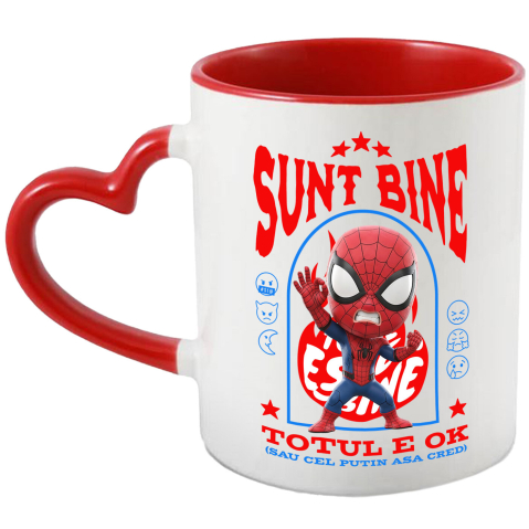Cani Personalizate - Cana Cu Spiderman, Ok, Sarcastic, Nervos, Iritat, Ceramica, 330ML