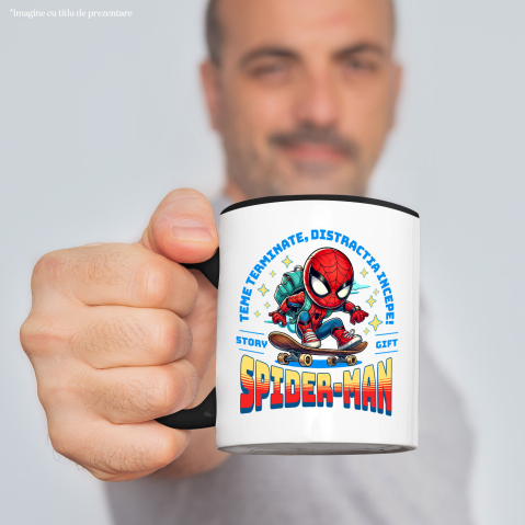 Cana Cu Spiderman Skateboard: Actioneaza Rapid, Distractie Pe Măsură, Ceramica, 330ML [2]